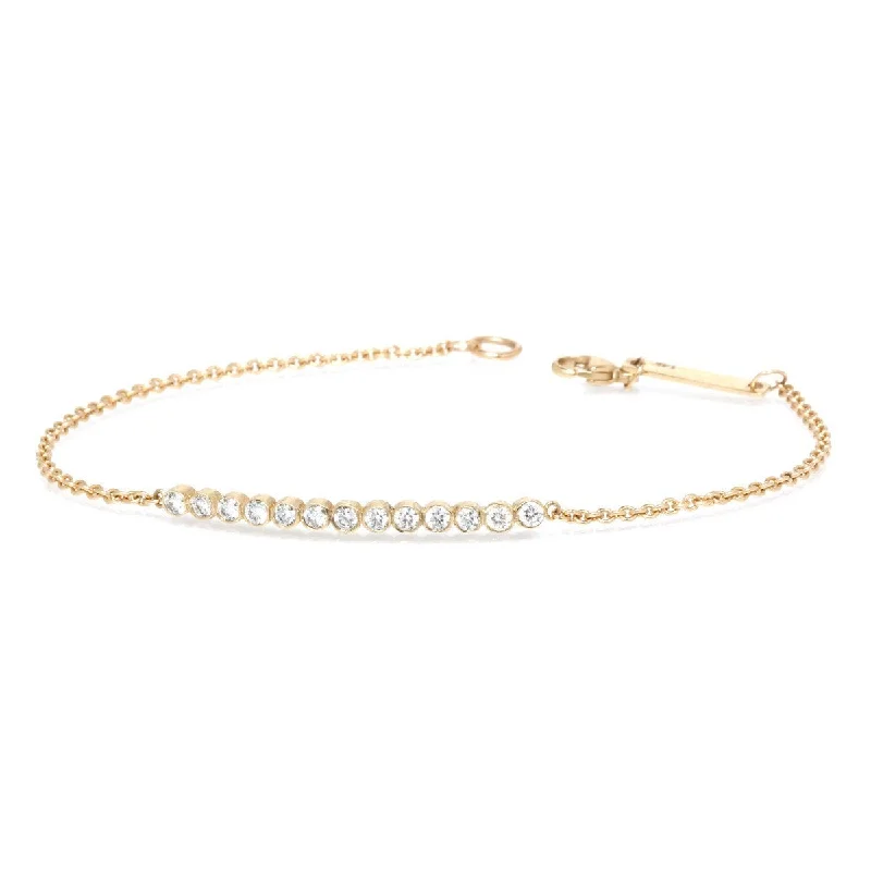 handmade wire-wrapped gemstone ring 14K Gold Bezel-Set Diamond Bar Chain Bracelet