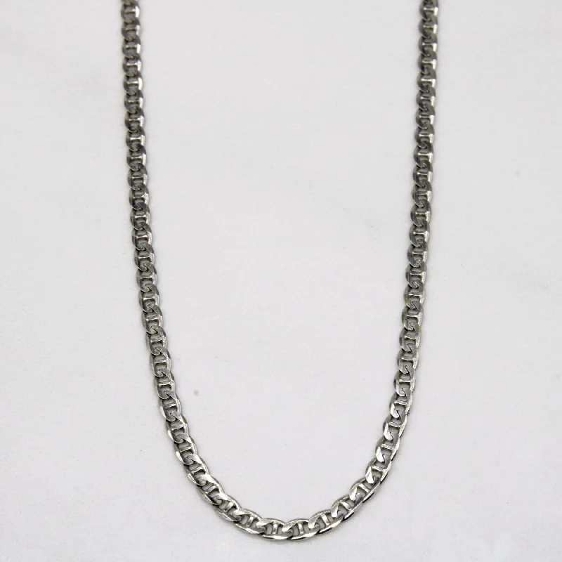 thin gold wire earrings 10k White Gold Anchor Link Chain | 16" |