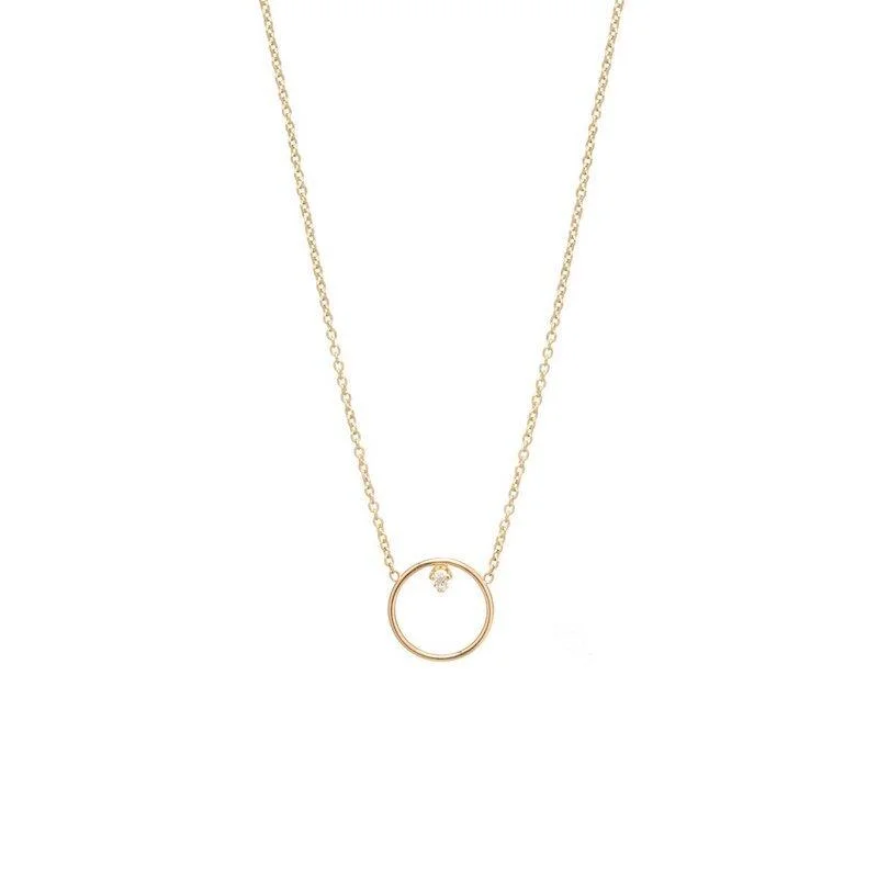 personalized coordinates ring custom Circle Prong Diamond Necklace