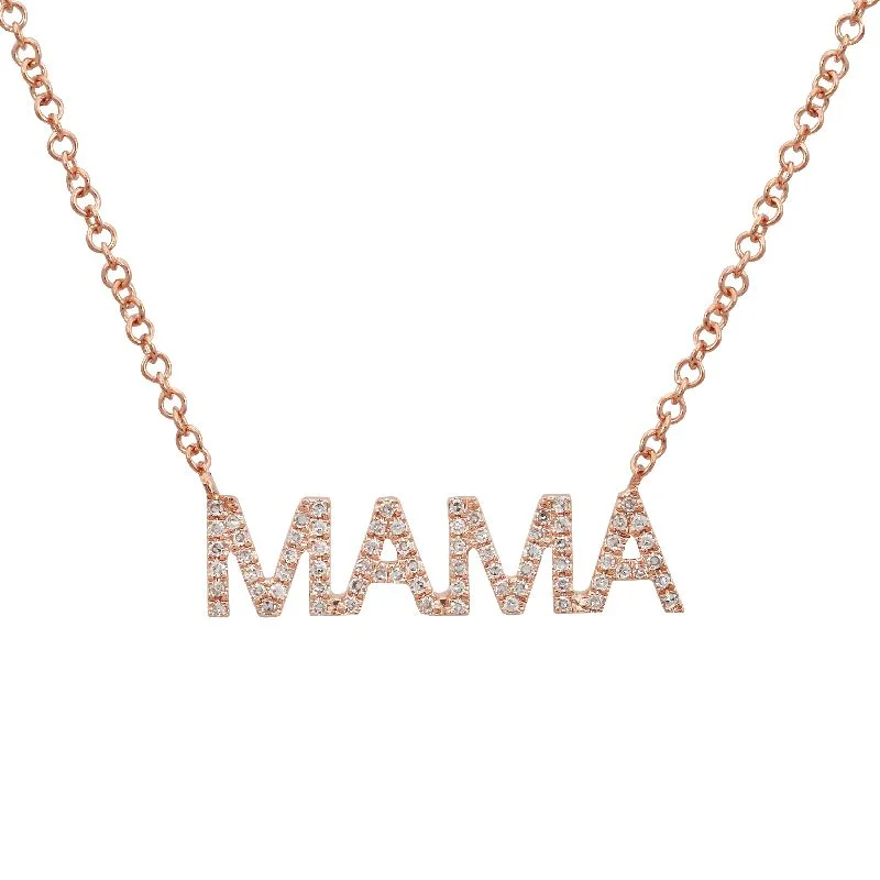 14K Rose Gold Diamond "MAMA" Necklace