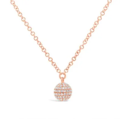 14K Rose Gold Diamond Pave Ball Necklace