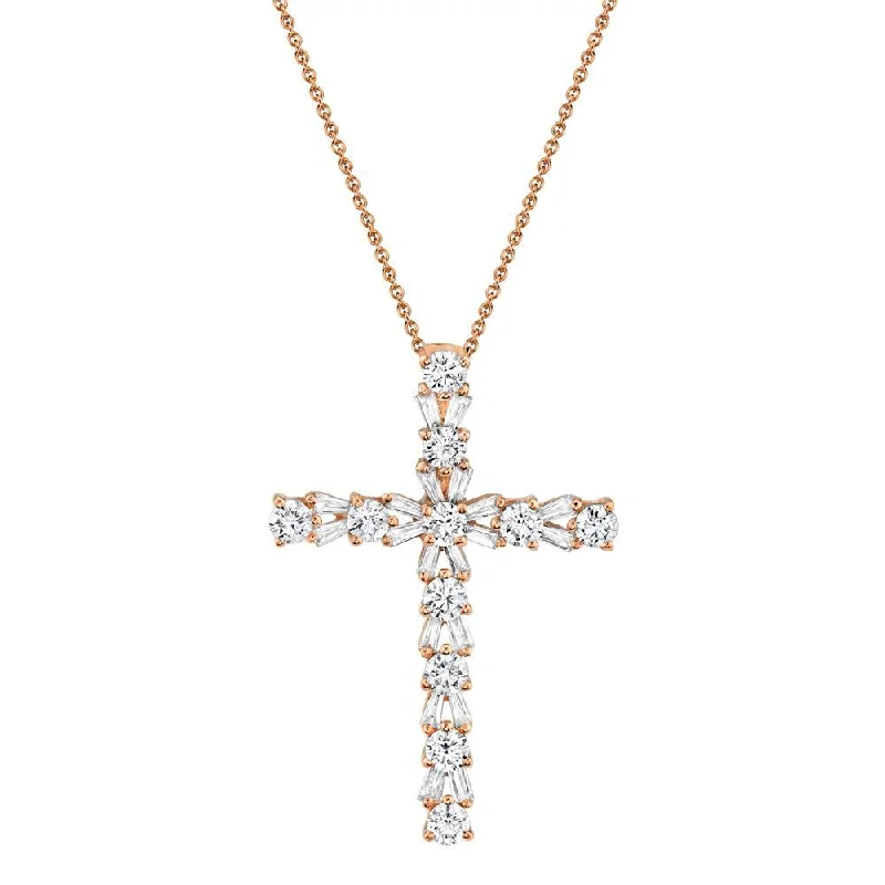 personalized zodiac birthstone necklace 14K Rose Gold Diamond Cross Necklace