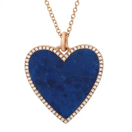 men’s titanium ring with diamonds 14K Rose Gold Diamond Lapis Large Heart Necklace