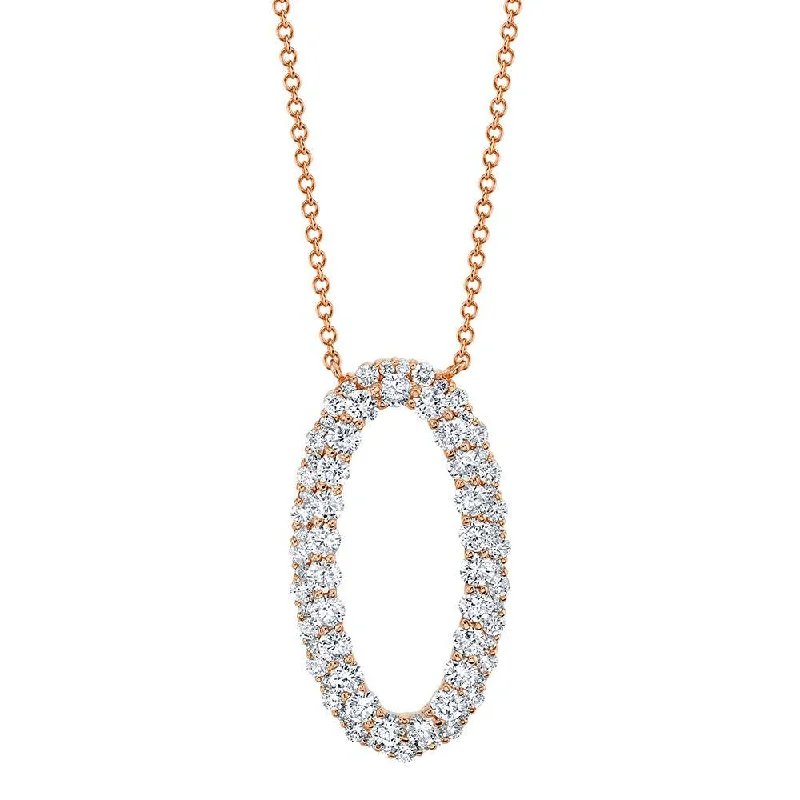 adjustable braided rope ring 14K Rose Gold Diamond Oval Necklace
