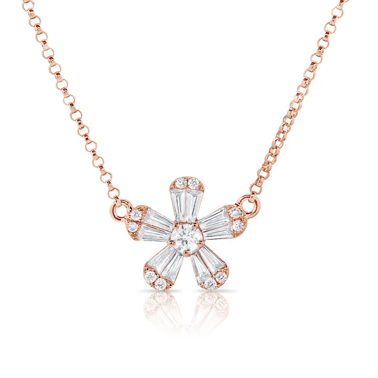silver dragon claw ring 14K Rose Gold Diamond Petite Flower Necklace