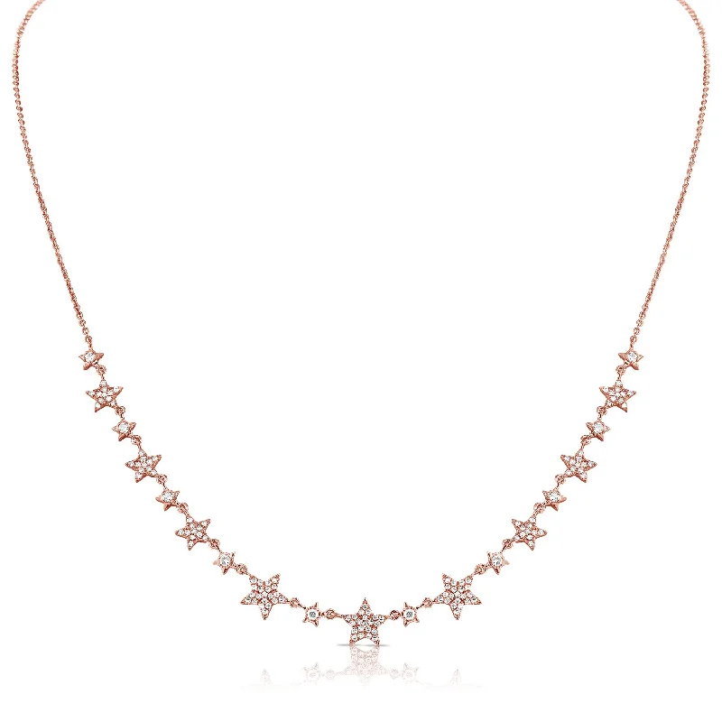 diamond halo engagement ring 14K Rose Gold Diamond Star Necklace