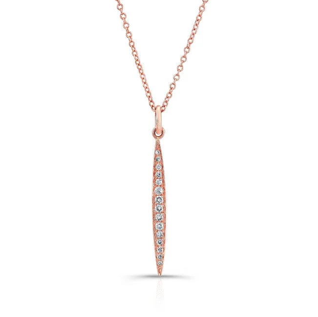 14K Rose Gold Diamond Stick Pendant