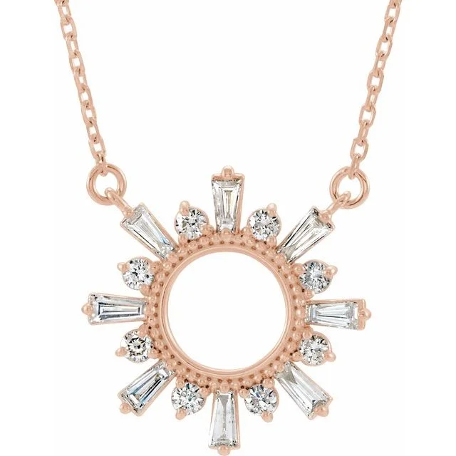 crystal drop earrings elegant 14K Rose Gold Diamond Sun Necklace