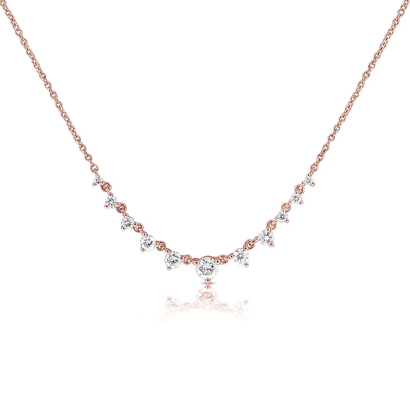 14K Rose Gold Graduating Diamond Necklace