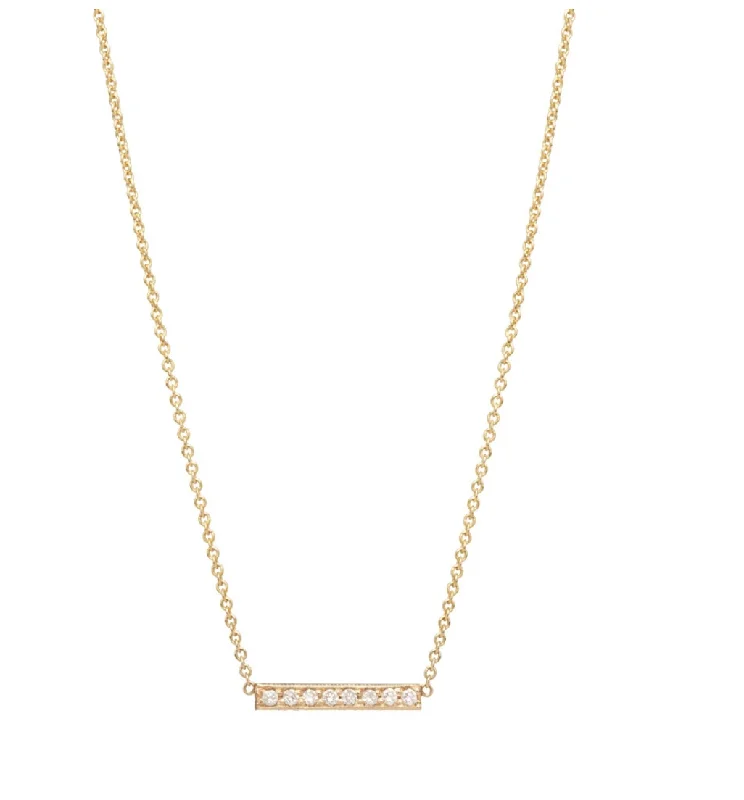 layered pearl choker necklace Short Pave Bar Necklace