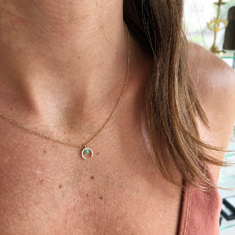 silver arrow pendant necklace ARTEMIS TURQUOISE & DIAMOND ARC NECKLACE
