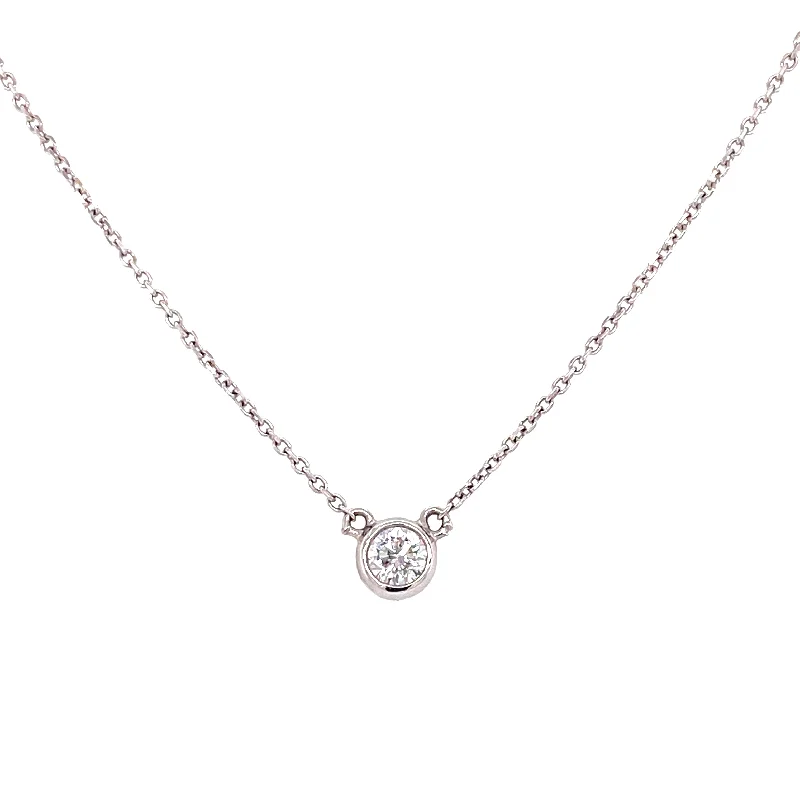 14K White Gold Diamond Bezel Necklace