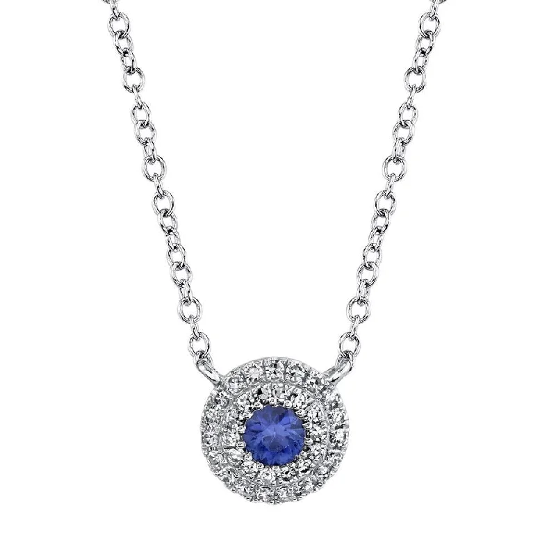 minimal gold ring stack 14K White Gold Diamond + Blue Sapphire Necklace
