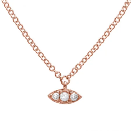 14K Rose Gold Diamond Evil Eye Necklace