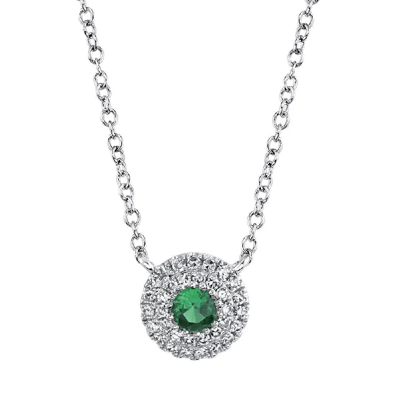 minimalist black pearl necklace 14K White Gold Diamond Green Garnet Necklace