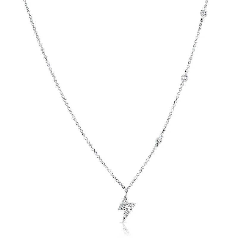 14K White Gold Diamond Lightning Bold Diamond Necklace