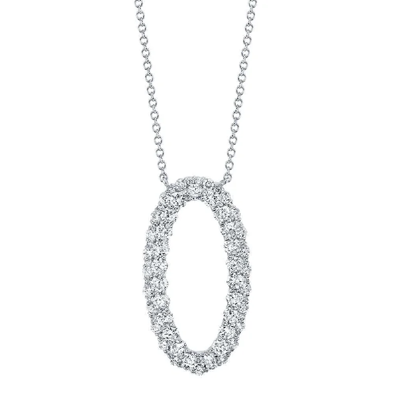 modern baguette diamond ring 14K White Gold Diamond Oval Necklace