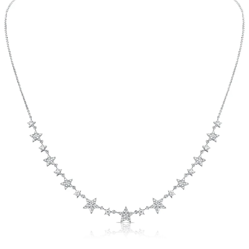 colorful gemstone engagement ring 14K White Gold Diamond Star Necklace