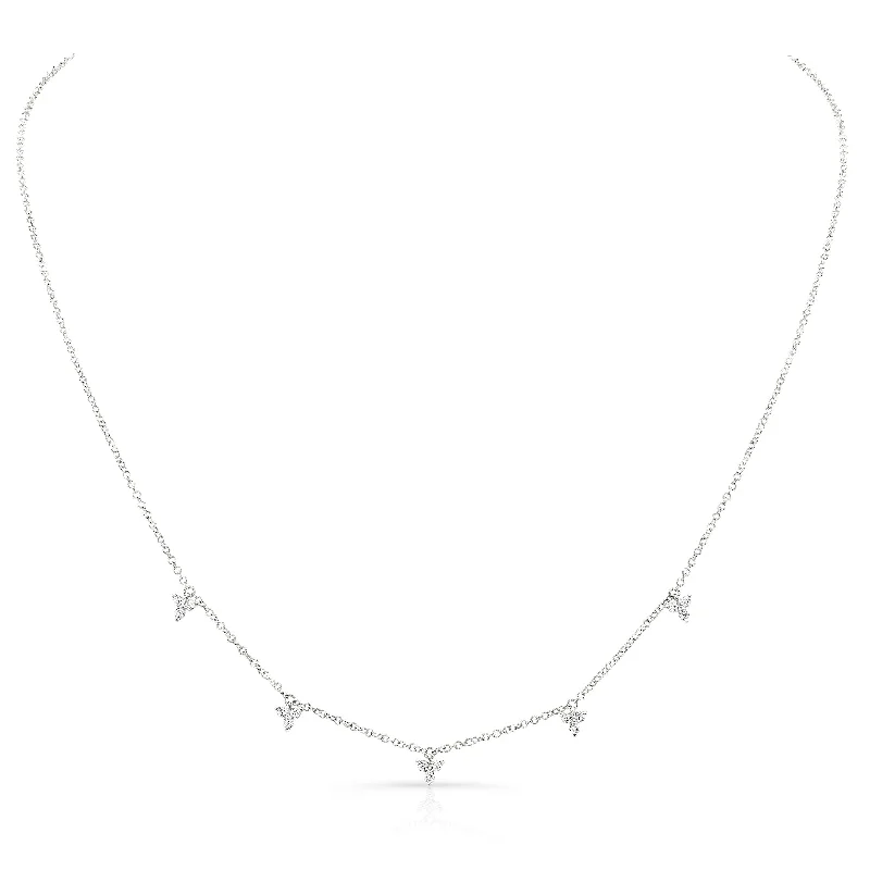 sleek black titanium ring 14K White Gold Diamond Trio Drop Dangle Necklace