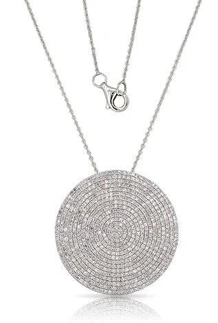 14k White Gold X-Large Disc Pendant & Chain