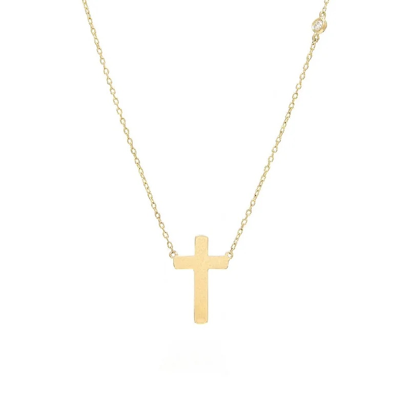 adjustable toe ring silver 14k Yellow Gold Cross with Single Bezel Diamond Necklace adjustable toe ring silver 14k Yellow Gold Cross with Single Bezel Diamond Necklace