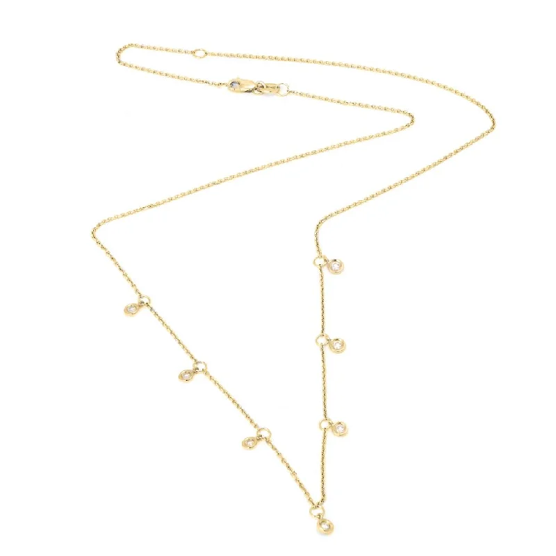 handmade leather pendant necklace 14K Yellow Gold Dangle Diamond By The Yard Necklace handmade leather pendant necklace 14K Yellow Gold Dangle Diamond By The Yard Necklace