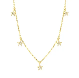 14K Yellow Gold Dangling Diamond Star Necklace