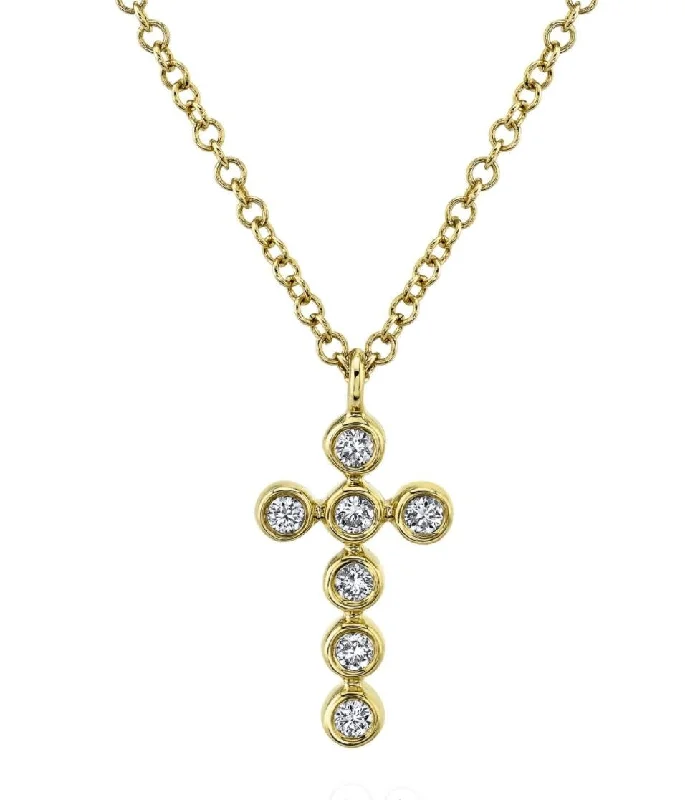 moonstone engagement ring boho 14k Yellow Gold Diamond Bezel Cross Necklace