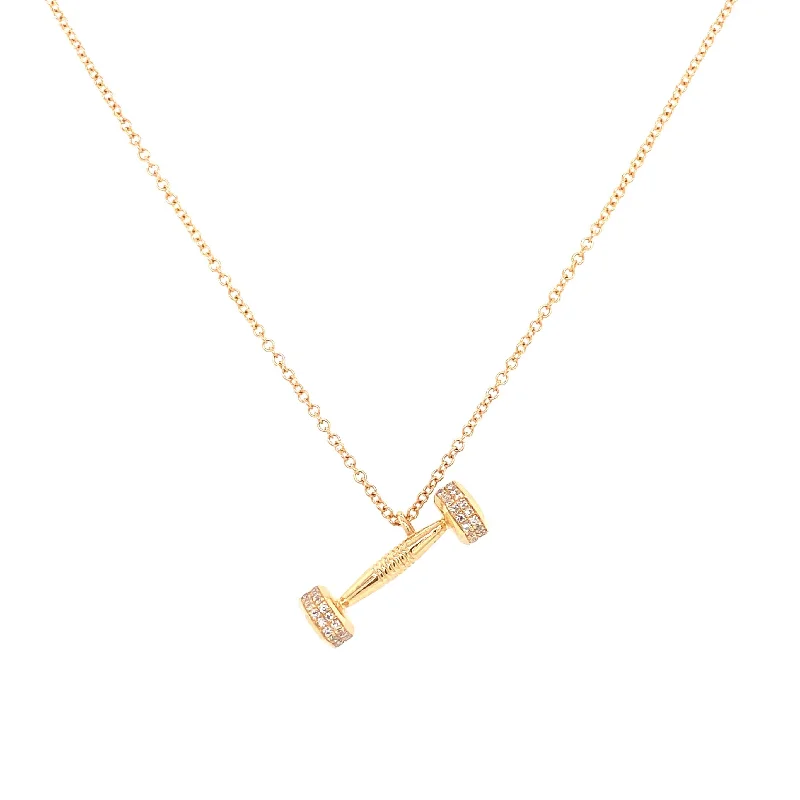 titanium black matte ring 14K Yellow Gold Diamond Dumbbell Necklace