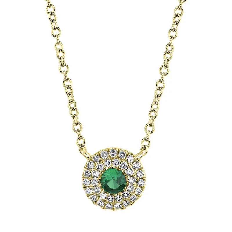 vintage emerald cocktail ring 14K Yellow Gold Diamond Green Garnet Necklace