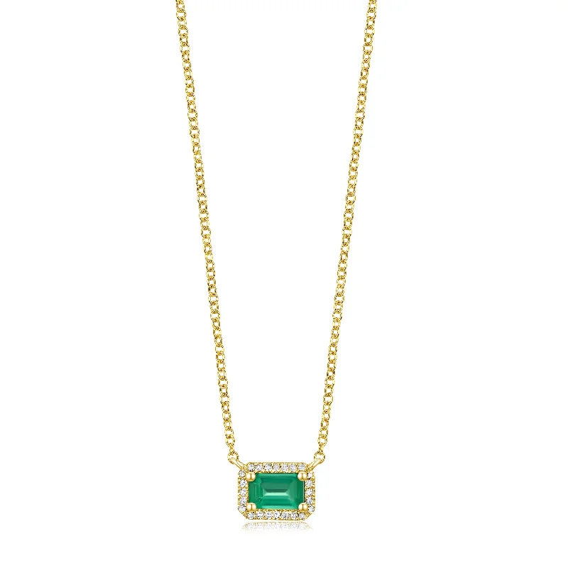 classic silver pearl earrings 14K Yellow Gold Diamond  Halo + Emerald Necklace