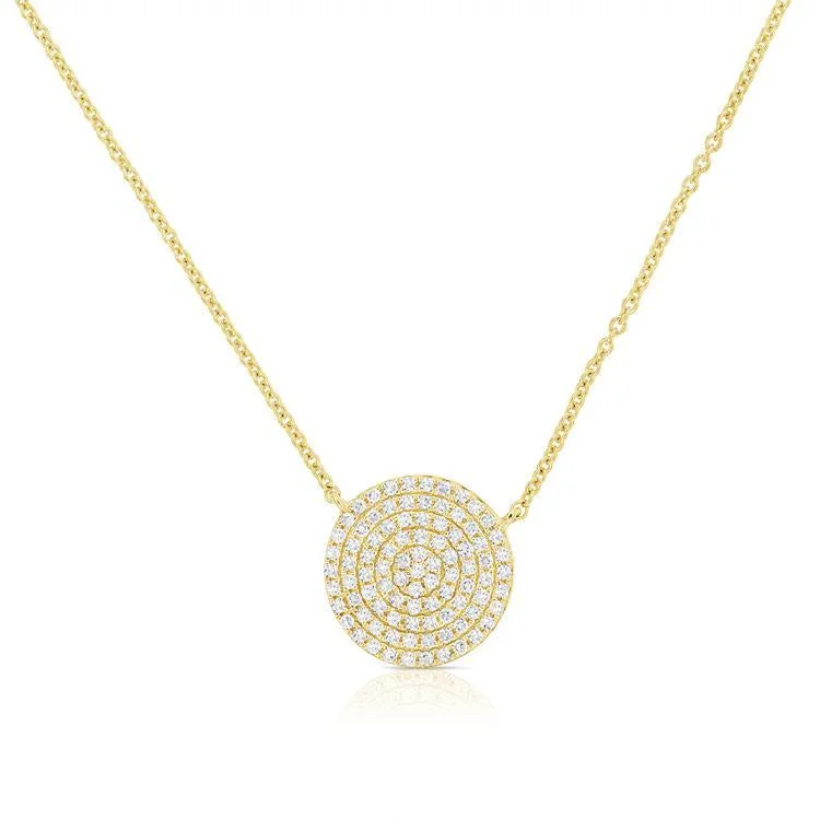 diamond wedding band for women 14K Yellow Gold Diamond Medium Disc Necklace