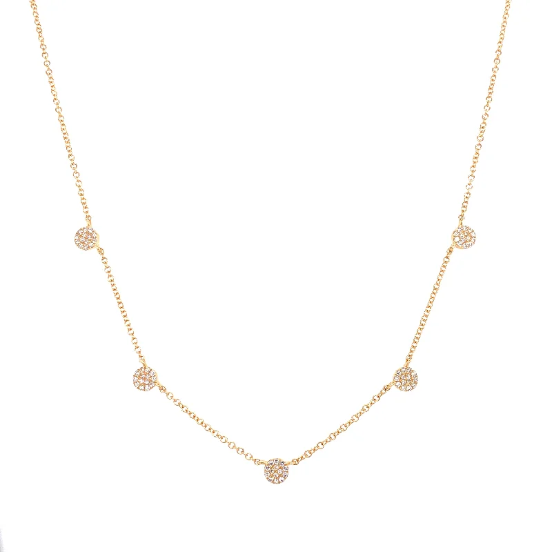 14K Yellow Gold Diamond Mini Disc By The Yard Necklace