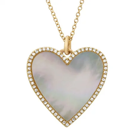 handcrafted gemstone drop earrings 14K Yellow Gold Diamond + Mother of Pearl Large Heart Necklace handcrafted gemstone drop earrings 14K Yellow Gold Diamond + Mother of Pearl Large Heart Necklace