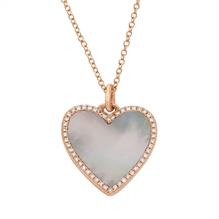 boho beaded statement necklace 14K Rose Gold Diamond + Mother of Pearl Medium Heart Necklace boho beaded statement necklace 14K Rose Gold Diamond + Mother of Pearl Medium Heart Necklace