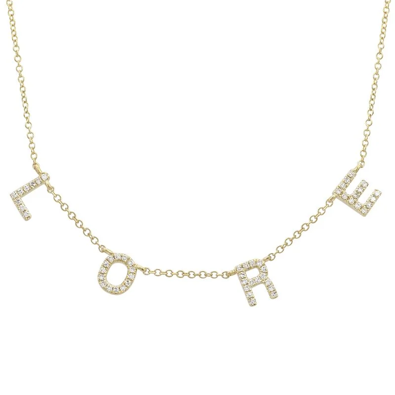 14K Yellow Gold Diamond Personalized Necklace