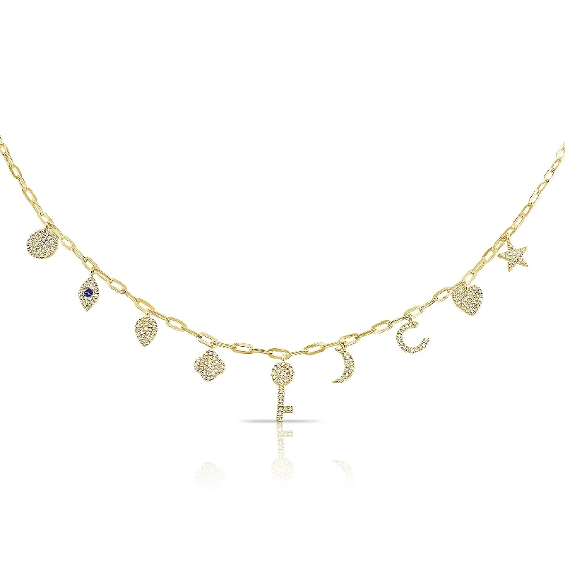 adjustable minimalist wave bracelet 14K Yellow Gold Diamond + Sapphire Charm Necklace adjustable minimalist wave bracelet 14K Yellow Gold Diamond + Sapphire Charm Necklace
