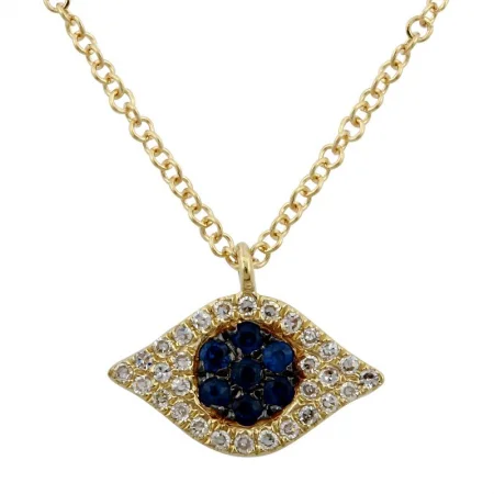gold opal ring 14K Yellow Gold Diamond + Sapphire Evil Eye Necklace