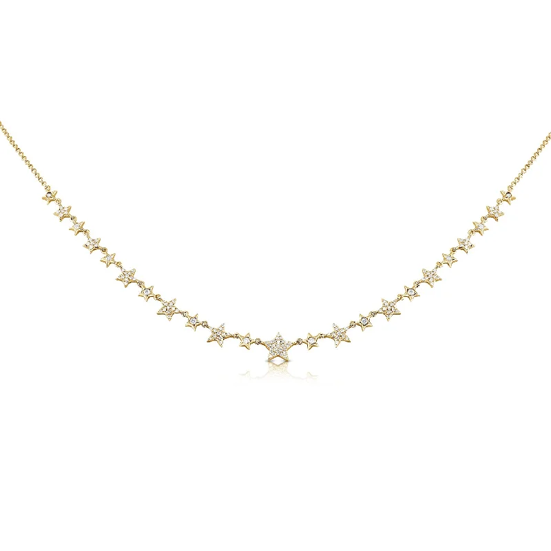 14K Yellow Gold Diamond Star Necklace