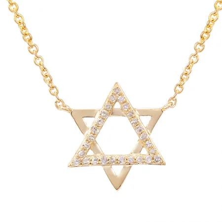 14K Yellow Gold Diamond Star of David Necklace