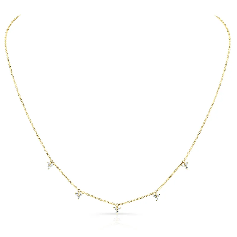 minimalist gemstone stud earrings 14K Yellow Gold Diamond Trio Drop Dangle Necklace minimalist gemstone stud earrings 14K Yellow Gold Diamond Trio Drop Dangle Necklace