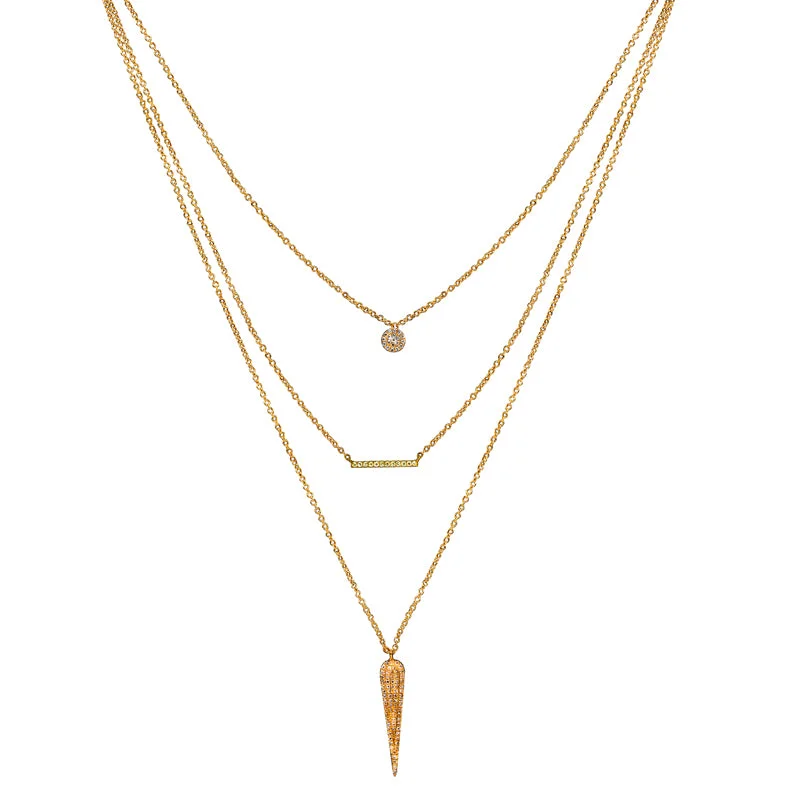 14K Yellow Gold Multi-Layered Diamond Necklace