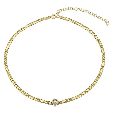 handcrafted beaded bracelet boho 14k Yellow Gold Pear Shape Diamond Link Necklace