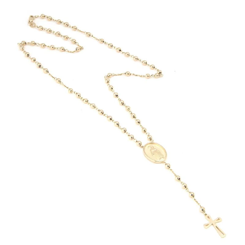 heart pendant necklace gold 14k Yellow Gold Rosary Necklace