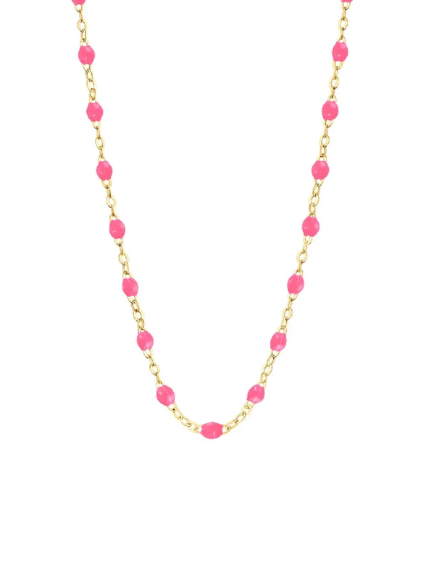 heart pendant necklace gold Classic Gigi Pink Resin Yellow Gold Necklace