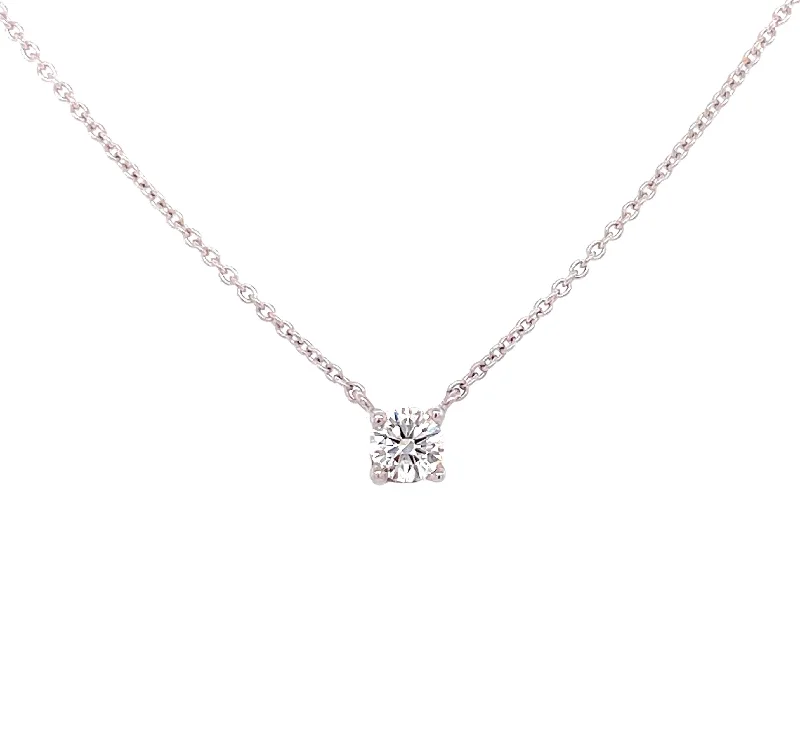 18K White Gold Diamond Solitaire Pendant