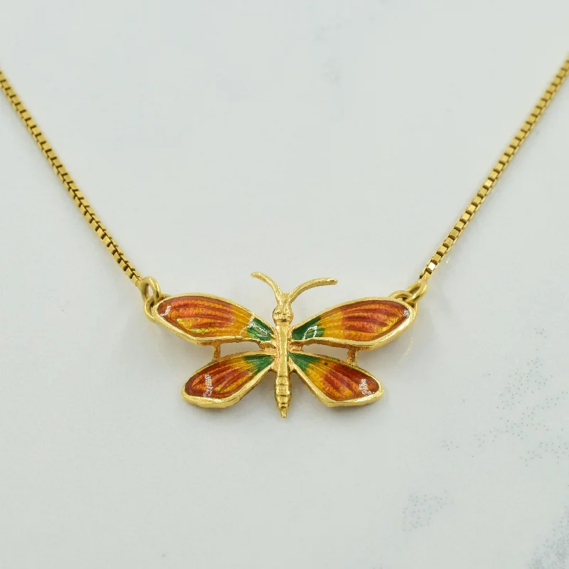 personalized initial ring stackable 18k Yellow Gold Butterfly Necklace | 16" |