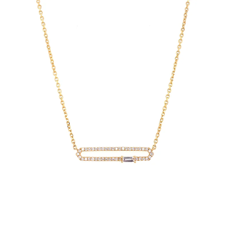 18K Yellow Gold Diamond Open Bar Adjustable Necklace