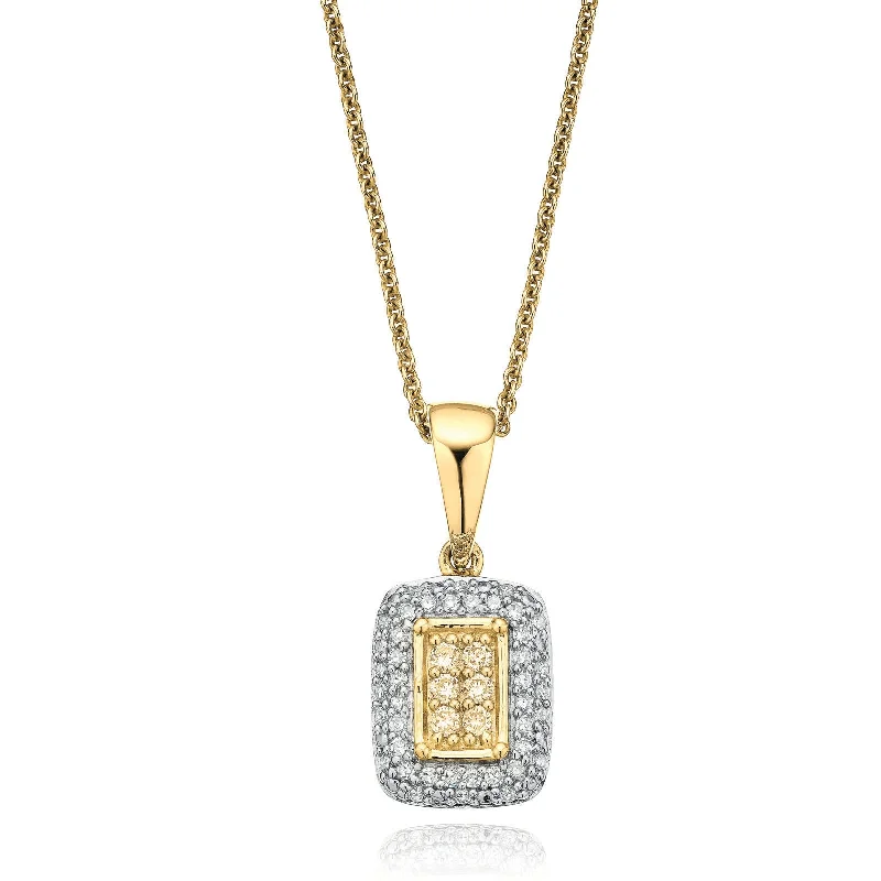 bezel set engagement ring modern 9ct Yellow Gold Round Brilliant Cut with 0.20 CARAT tw of Diamonds Pendant