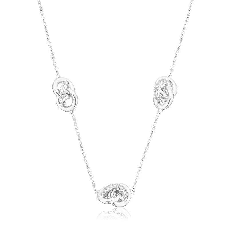 bold statement ring chunky 10ct White Gold Round Brilliant Cut 0.33 Carat tw Diamond Knot Pendant including Chain